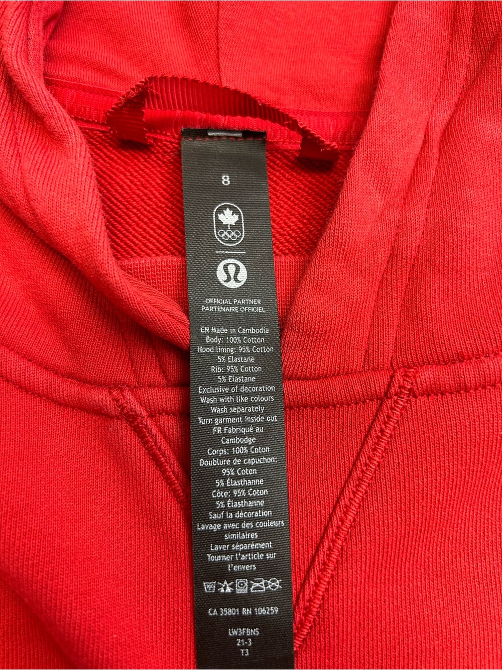 Rare Lululemon Canadian Olympic Committee Cropped Hoodie - Size 8 - Picture 5 of 9